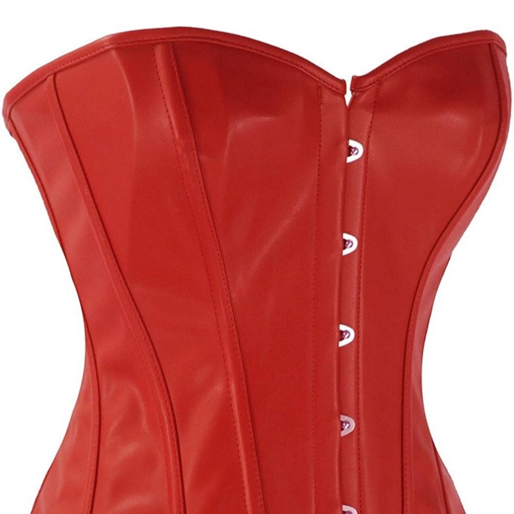 Red faux leather corset top size L 💋😍🥵
